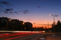 A busy road at sunset Royalty Free Stock Photo