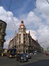 Very nice building with red spire in center of Saint Petersburg