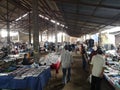 Busy Sanpatong Saturday morning buffalo market in Chiang Mai Thailand.