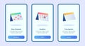 Busy Schedule deadline free agenda for mobile apps template banner page UI with three variations modern flat color style