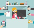 Busy secretary woman. Royalty Free Stock Photo