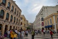 The busy Senado Square in the heart of old Macau Royalty Free Stock Photo