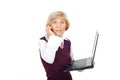 Busy senior with surprising news Royalty Free Stock Photo