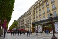 Busy shoppers along the stores of Champ Elysees in Paris