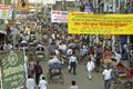 Busy shopping street in Dhaka, Bangladesh