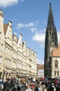 Busy shopping street and Lambertus church