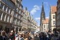 Busy shopping street, Lambertus church, MÃÂ¼nster