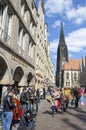 Busy shopping street, Lambertus church, MÃÂ¼nster