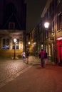 The busy sidewalks and pedstrian zones in the Red Light District by night - AMSTERDAM - THE NETHERLANDS - JULY 20, 2017