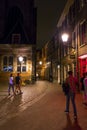 The busy sidewalks and pedstrian zones in the Red Light District by night - AMSTERDAM - THE NETHERLANDS - JULY 20, 2017