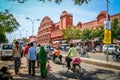 Busy streen in front of Hawa Mahal Royalty Free Stock Photo