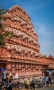 Busy streen in front of Hawa Mahal Royalty Free Stock Photo
