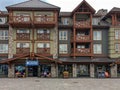 Busy street in Blue Mountain Village Canadian popular resort in summer