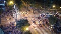 Busy street corner after a football game at Philips Arena Atanta - aerial view - ATLANTA, USA - APRIL 20, 2016