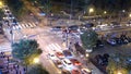 Busy street corner after a football game at Philips Arena Atanta - aerial view - ATLANTA, USA - APRIL 20, 2016