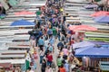 Busy street, crowd market in the famous shopping area in Fa Yuen Street, Mong Kok, Hong Kong. During COVID-19 period