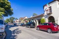 Busy street in downtown Carmel, Monterey Peninsula, California Royalty Free Stock Photo