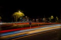 Busy street with lights form cars, long exposure