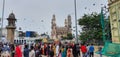 Busy street market near Charminar, Hyderabad, India