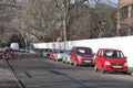 Busy street parked cars