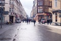 A busy street in Poland.POZNAN, POLAND - January 28, 2018: central square.