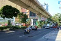 Busy Street of Sukhumvit in Bangkok with Trees