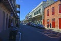 Busy street under vivid blue sky