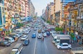 Busy streets of Chinatown of Yangon, Myanmar Royalty Free Stock Photo