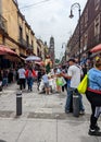 Busy streets of historic part of Mexico City