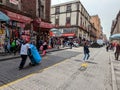 Busy streets of historic part of Mexico City