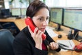 busy stressful woman secretary under stress in office Royalty Free Stock Photo