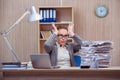 The busy stressful woman secretary under stress in the office Royalty Free Stock Photo