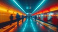 Busy Subway Station With People Walking on Platform Royalty Free Stock Photo