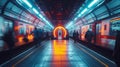 Busy Subway Station Platform With Commuters Walking Royalty Free Stock Photo