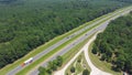 Busy traffic along highway interstate 10 (I-10) and exit of Greenwood rest area Royalty Free Stock Photo