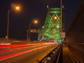 Busy traffic on a bridge, Long exposure with light trail, Montreal, Canada Royalty Free Stock Photo
