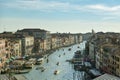 Busy traffic on Canal Grande close to Ponte Rialto bridge, Venice, Italy Royalty Free Stock Photo