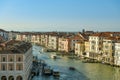 Busy traffic on Canal Grande close to Ponte Rialto bridge, Venice, Italy Royalty Free Stock Photo