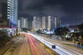 Traffic in Hong Kong city at night Royalty Free Stock Photo