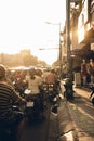 Busy traffic jam during sunset in Ho Chi Minh city Saigon, Vietnam Royalty Free Stock Photo