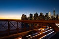 Busy traffic in New York City, Manhattan, Brooklyn Bridge Royalty Free Stock Photo