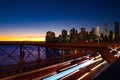 Busy traffic in New York City, Manhattan, Brooklyn Bridge Royalty Free Stock Photo