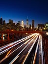 Busy traffic in New York City, Manhattan, Brooklyn Bridge Royalty Free Stock Photo