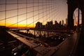 Busy traffic in New York City, Manhattan, Brooklyn Bridge Royalty Free Stock Photo