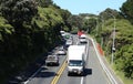 Busy traffic, state highway 1, Pukerua Bay, NZ Royalty Free Stock Photo