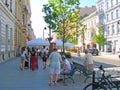 Busy traffic on streets of Polish city of Lodz