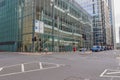 Busy traffic at upper bank street with modern buildings in Canary Wharf Royalty Free Stock Photo