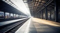 Train Station With a Train on the Tracks Royalty Free Stock Photo