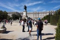 Busy Water Fountain in Front of the Royal Palace in Madrid Spain