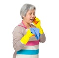 Busy woman chat on cellphone Royalty Free Stock Photo